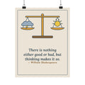 Shakespeare Quote Poster, Nothing Either Good or Bad But Thinking Makes It So, Mindset Balanced Scale Wall Art