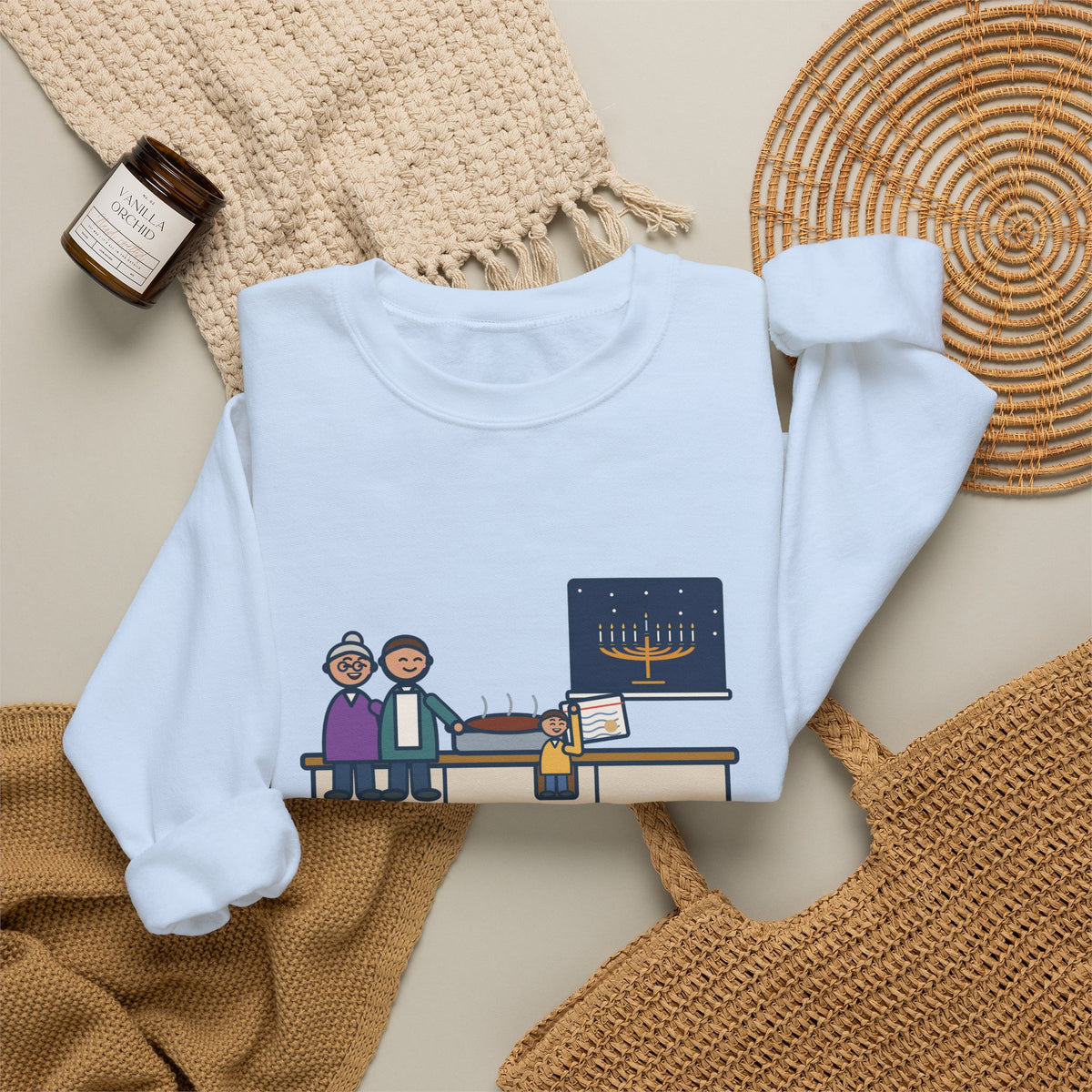 Hanukkah Brisket Sweatshirt, Grandma's Recipe, Three Generations, the Same Index Card, Funny Recipe Card Crewneck