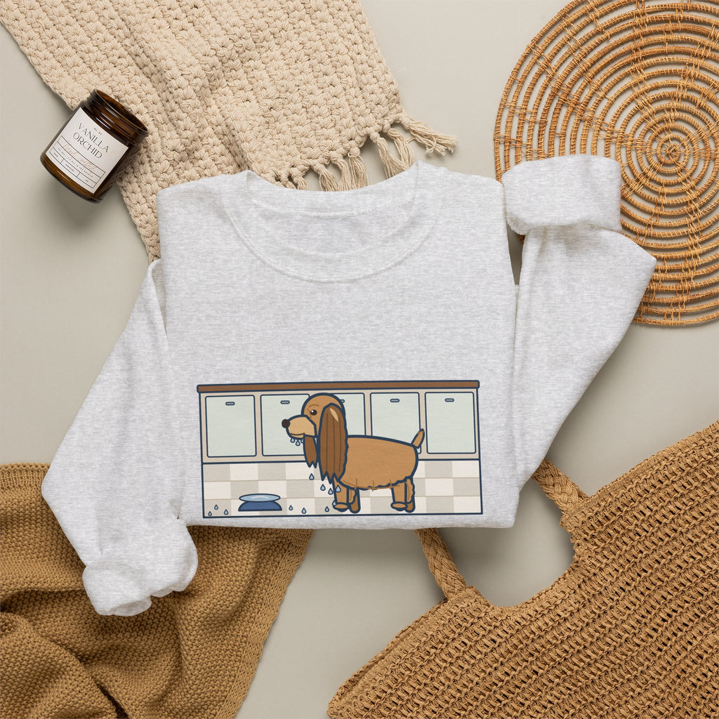 Cocker Spaniel Crewneck Sweatshirt - Wet Ears After One Sip of Water