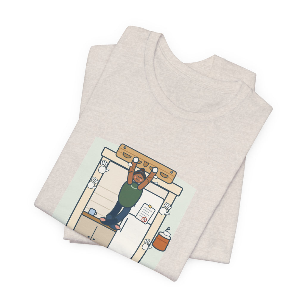 Rock Climbing T-Shirt - Hangboard in the Kitchen Doorway. Landlord Unaware.