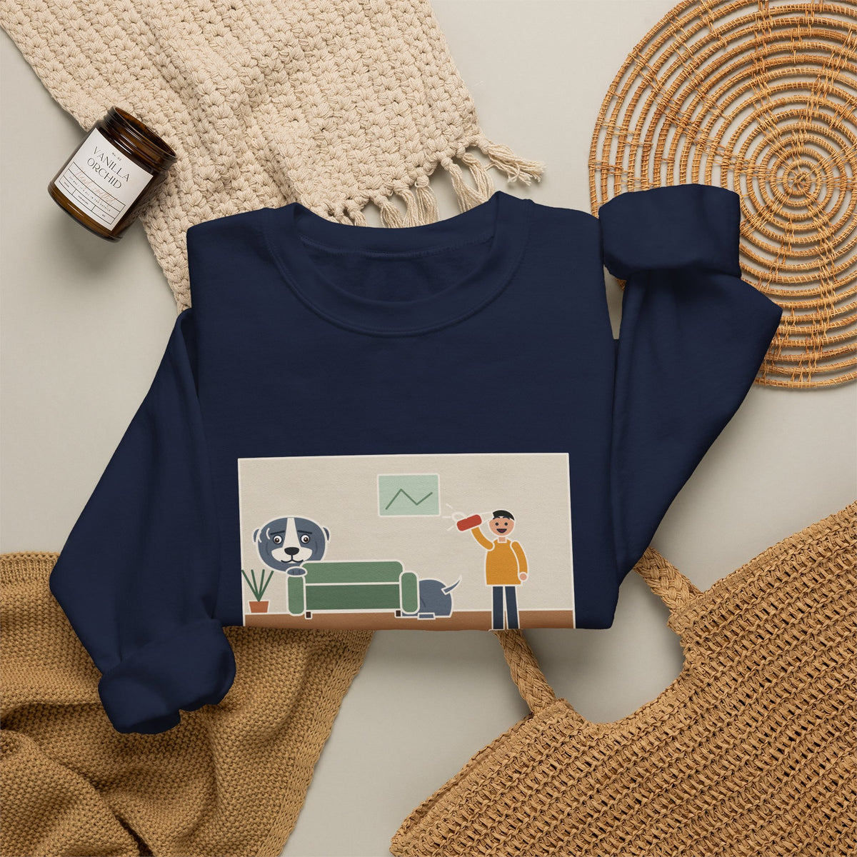 American Bully Sweatshirt, Ninety Pounds of Muscle, Runs from the Handheld Vacuum, Funny Couch Hideout Crewneck