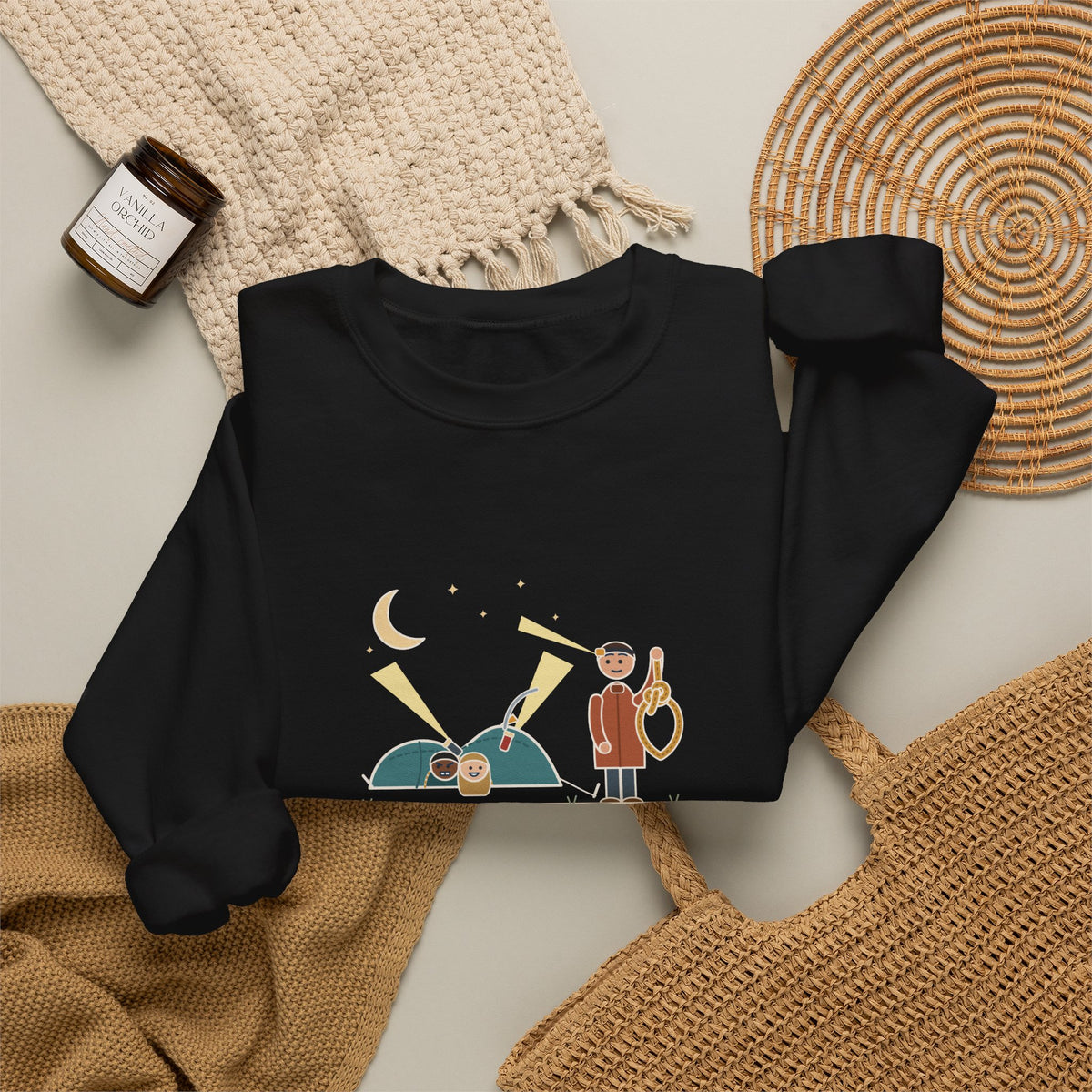 Outdoor Education Teacher Crewneck Sweatshirt - Knots for an Hour, Tent Fell at Midnight