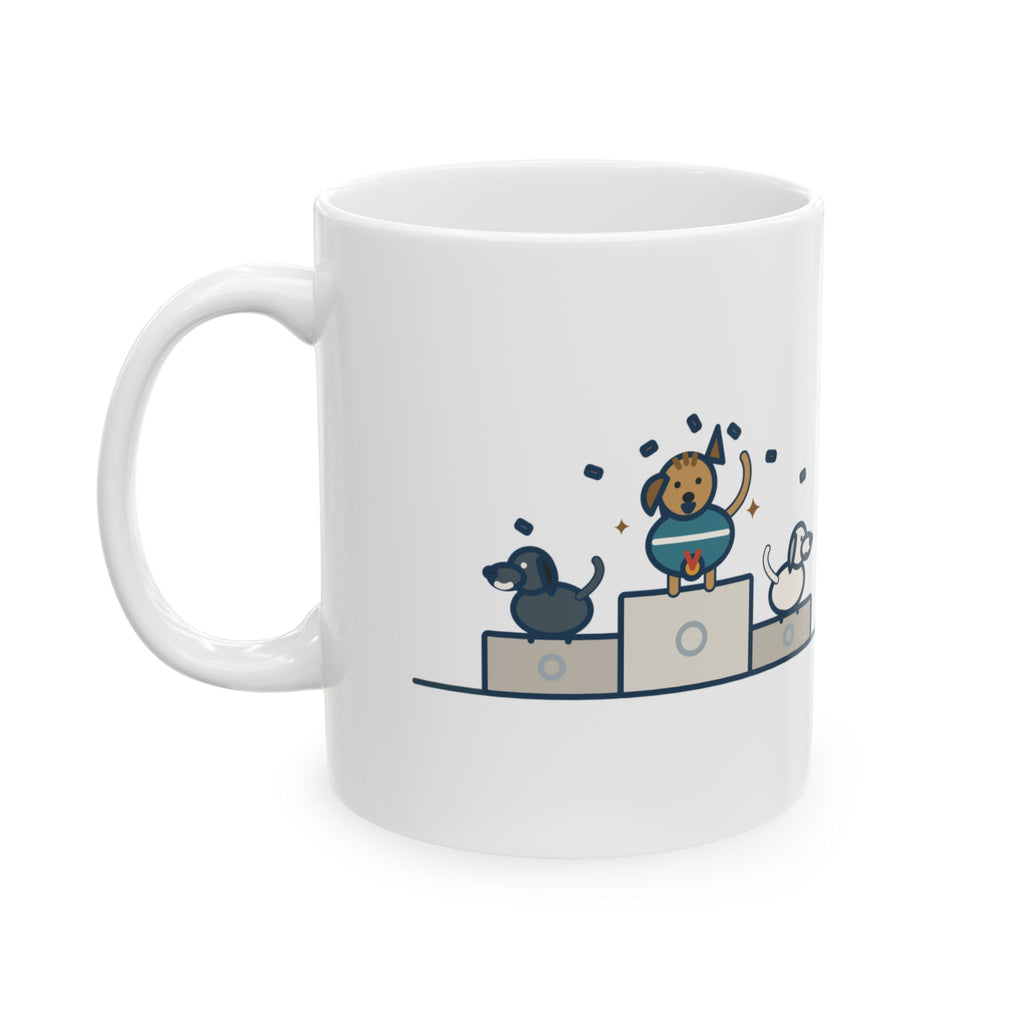 Every Dog Has His Day Mug, Underdog Proverb Coffee Mug 11oz, Mutt on the Podium