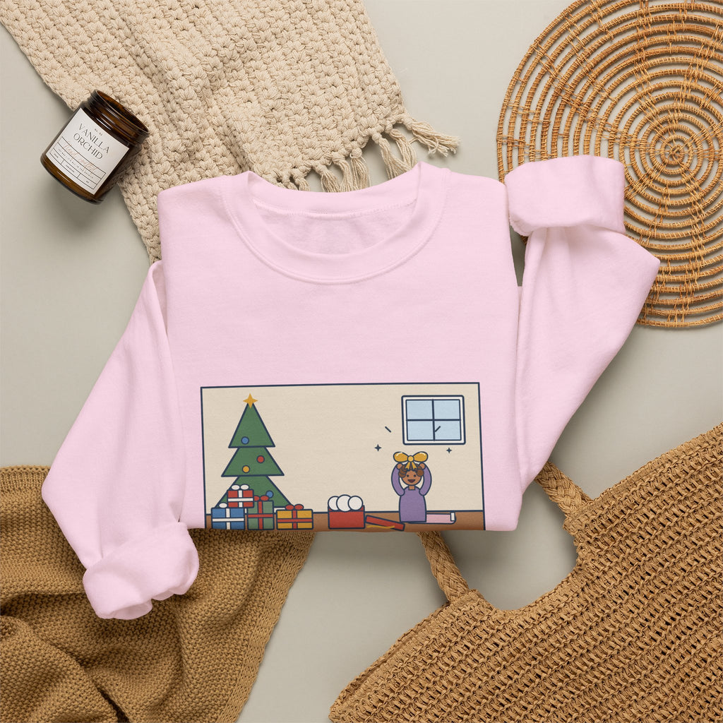 Christmas Morning Sweatshirt, The Toddler Opened One Gift and Spent an Hour with the Bow, Funny Shiny Bow Crewneck