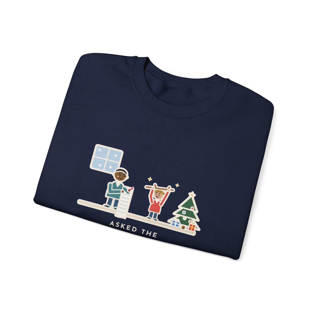 Christmas Wish Sweatshirt, Asked the Four-Year-Old What He Wanted, He Said a Stick, Funny Living Room Wish Crewneck