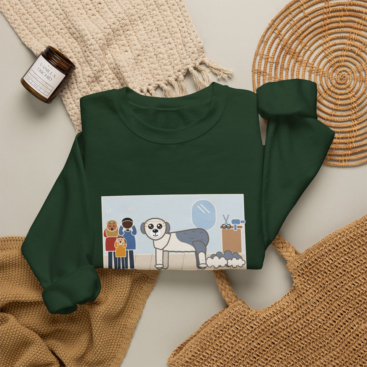 Old English Sheepdog Sweatshirt, Got a Haircut, We Met His Eyes for the First Time, Funny Grooming Day Crewneck
