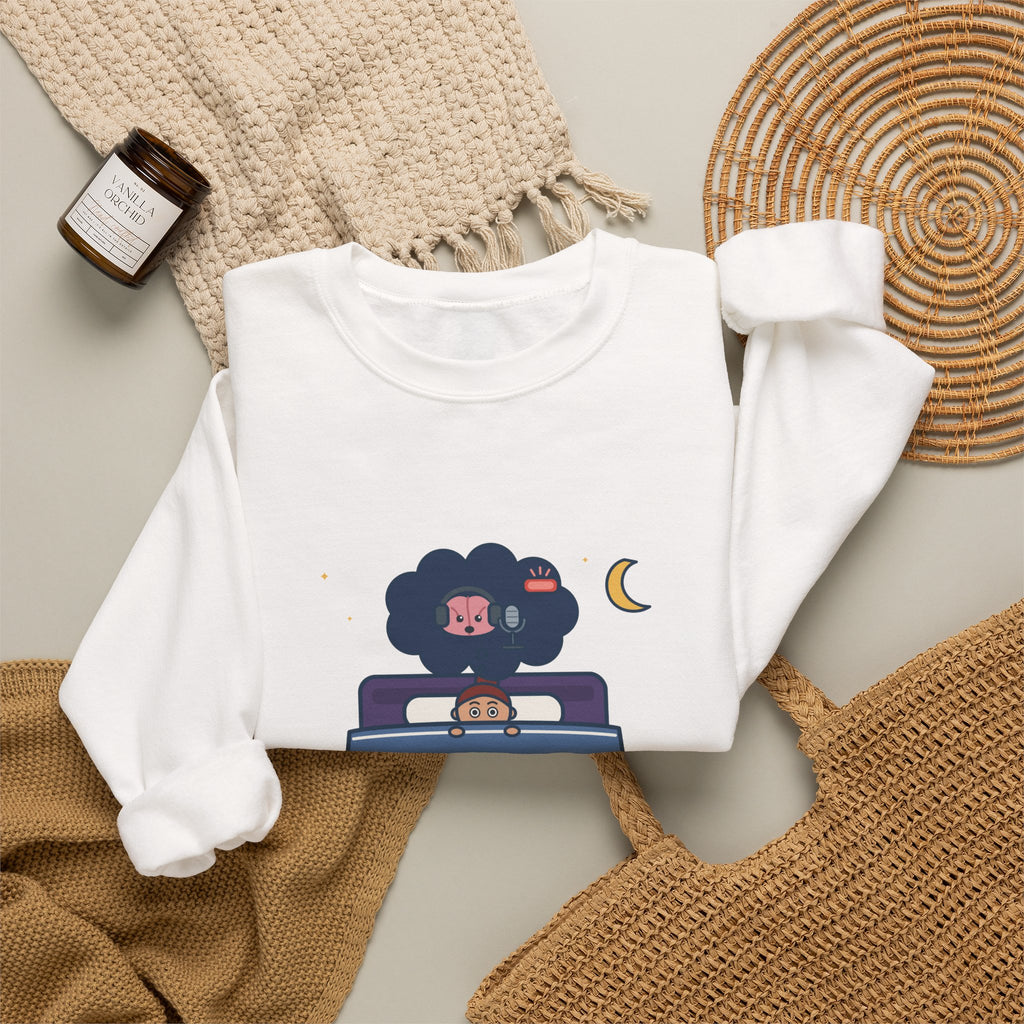 Funny Night Owl Crewneck Sweatshirt - My Brain Starts a Podcast at Bedtime