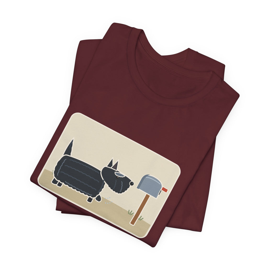 Scottish Terrier T-Shirt - Tail Straight Up Like a Carrot, Marching to the Mailbox Scottie Tee