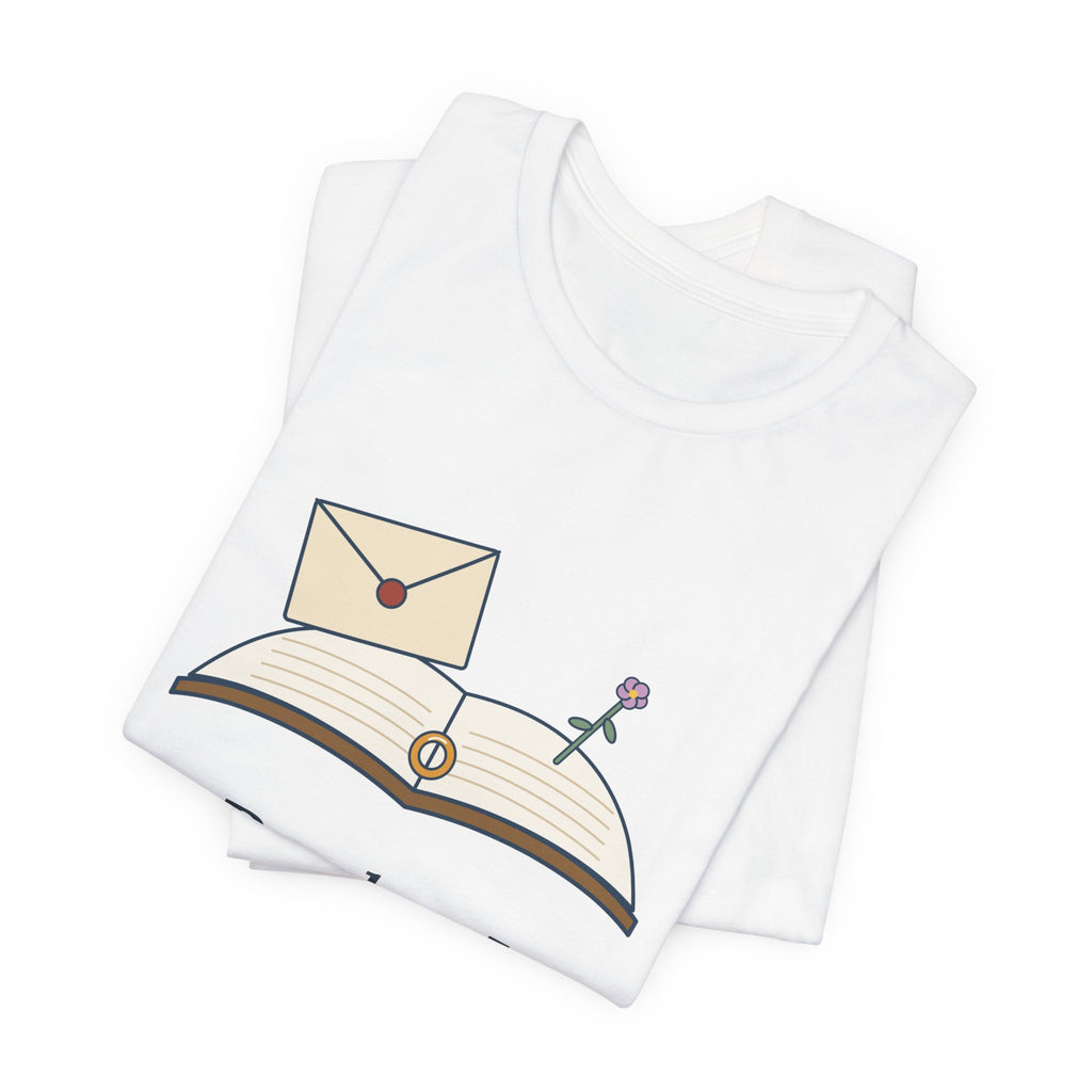 Brontë Quote T-Shirt, Reader, I Married Him, Wedding Letter and Ring Tee