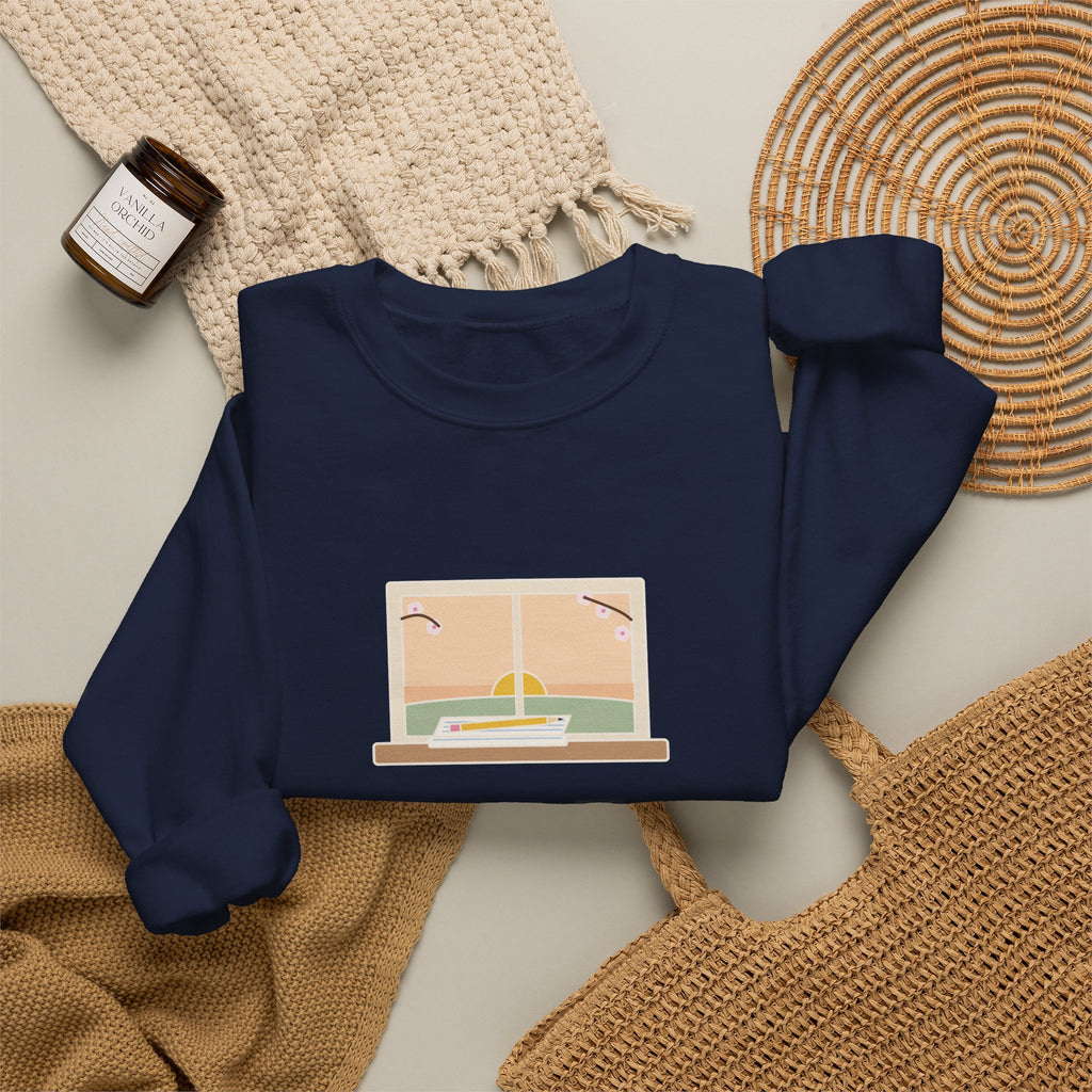 Tomorrow Is a New Day with No Mistakes in It Yet Sweatshirt, Encouragement Montgomery Quote Crewneck with Dawn Windowsill