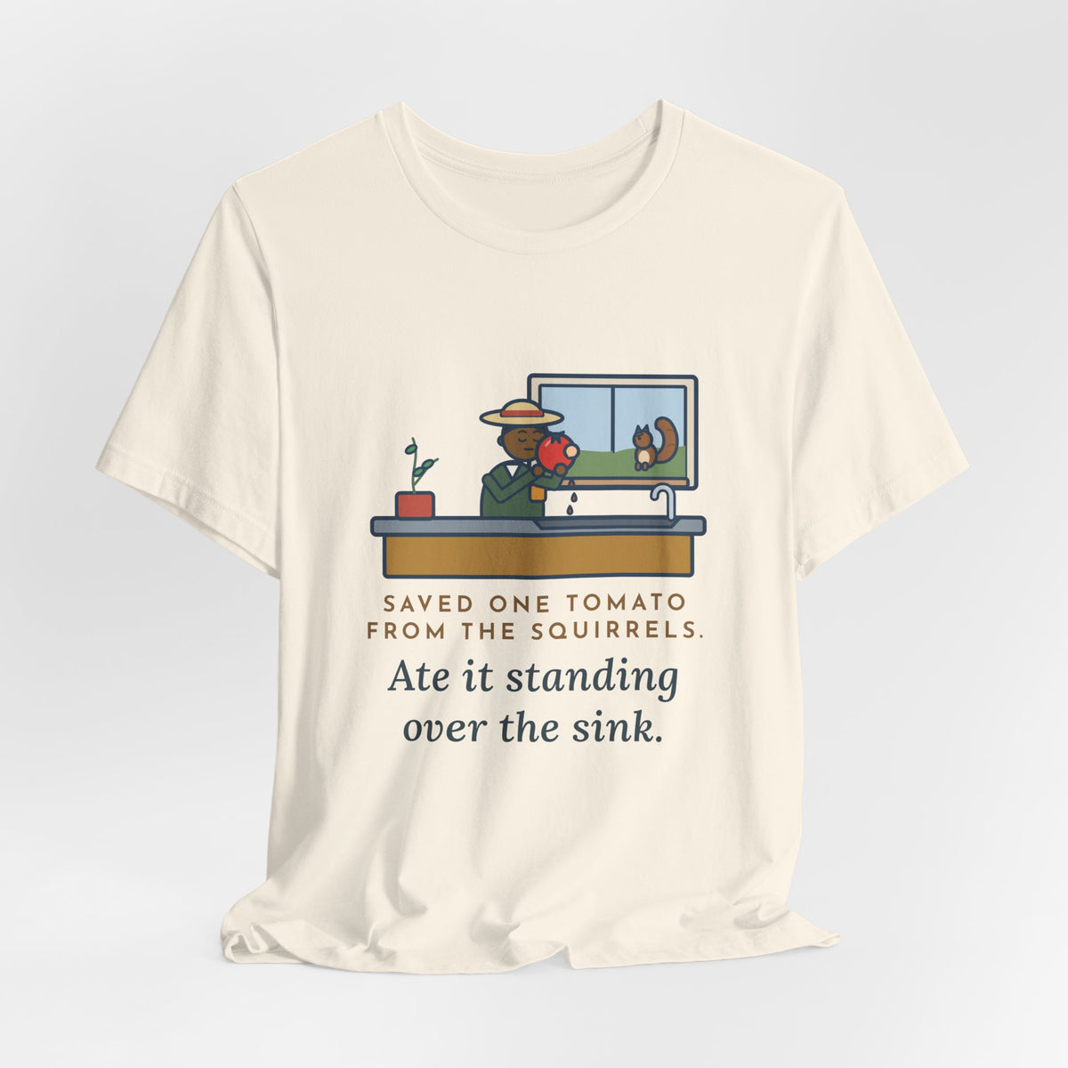 Funny Gardener T-Shirt, Saved One Tomato From the Squirrels, Sink Tomato Tee