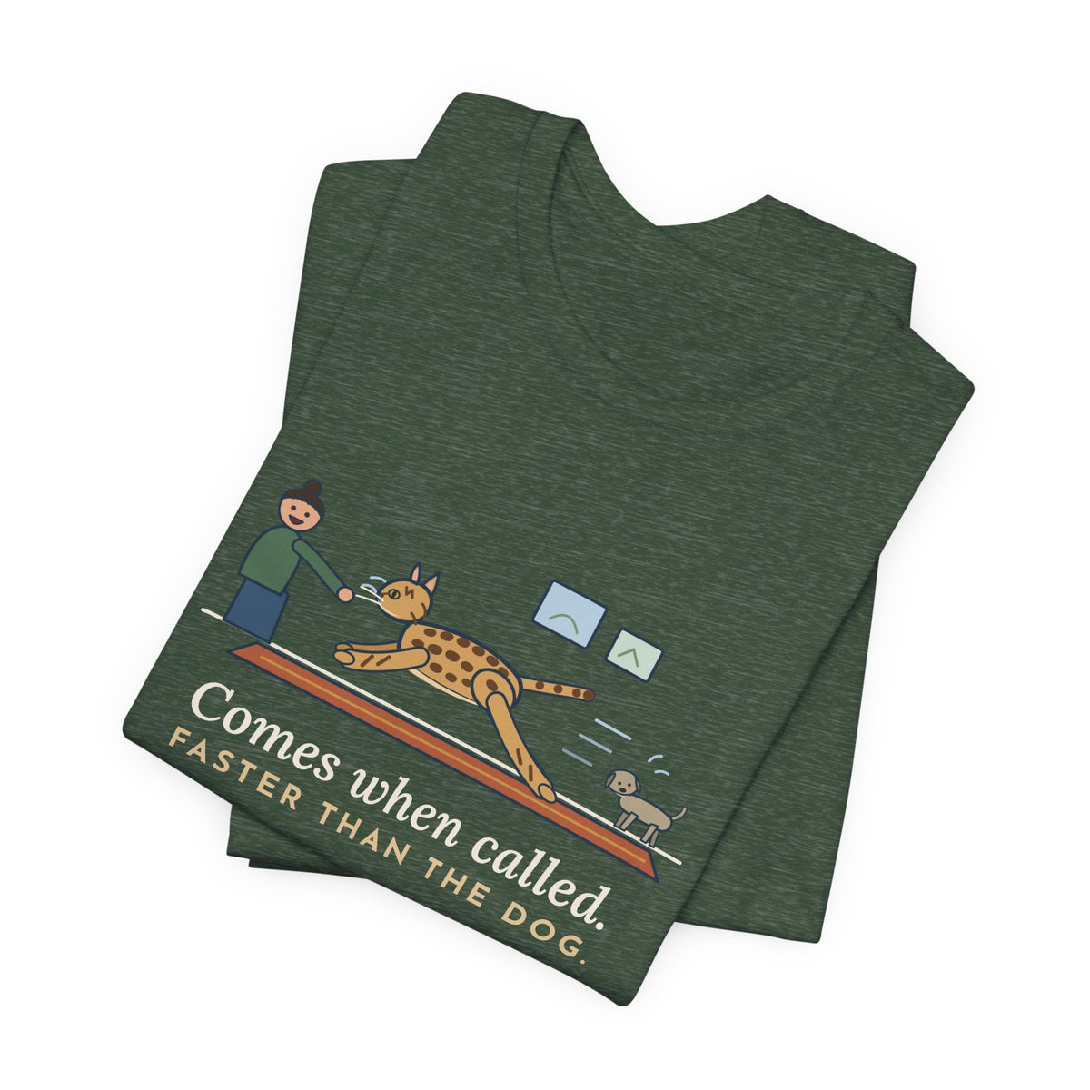 Ocicat T-Shirt - Comes When Called, Faster Than the Dog Funny Cat Tee