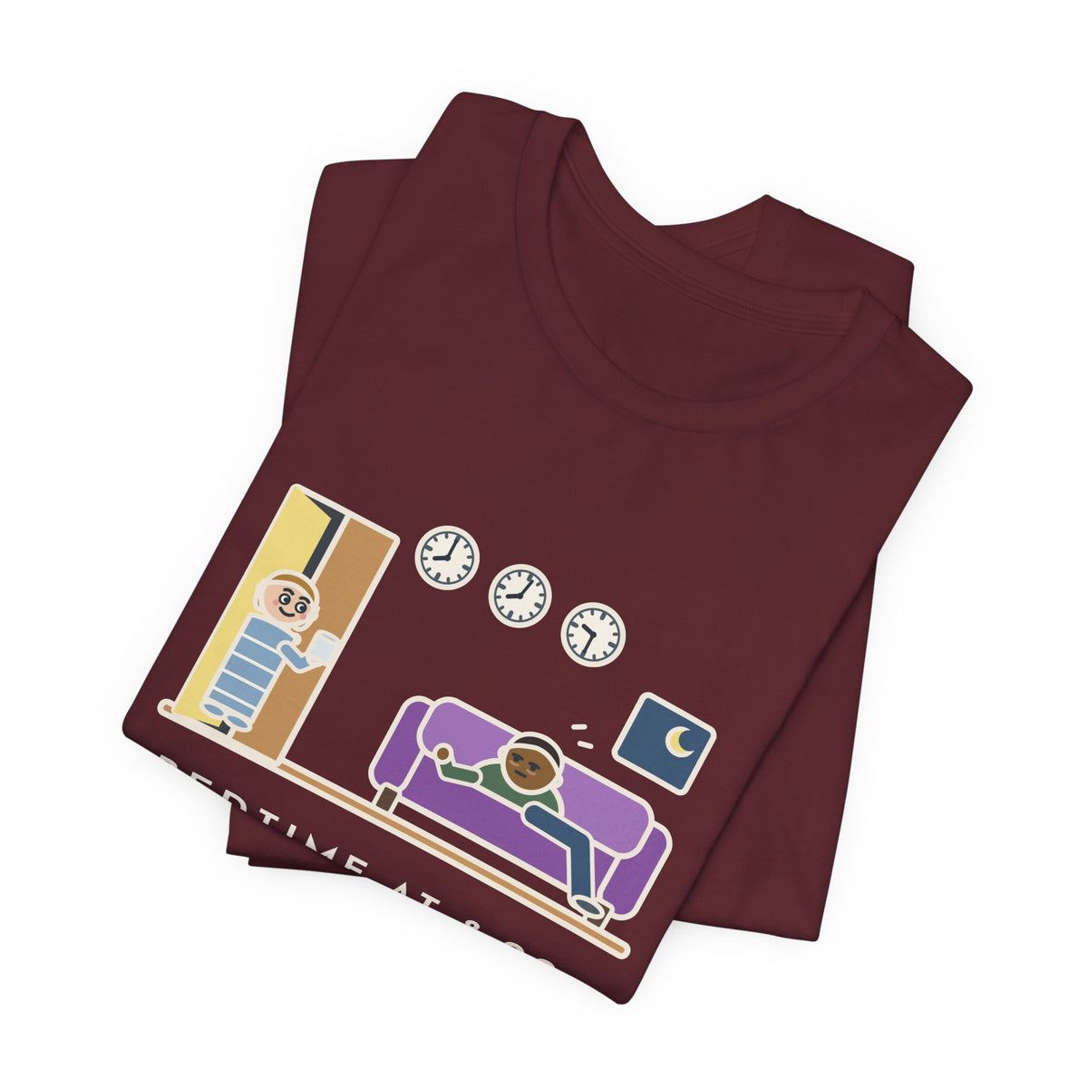 Funny Bedtime T-Shirt, Bedtime at 8:00, First Request for Water at 8:02, Last One at 9:30, Hallway Night Tee