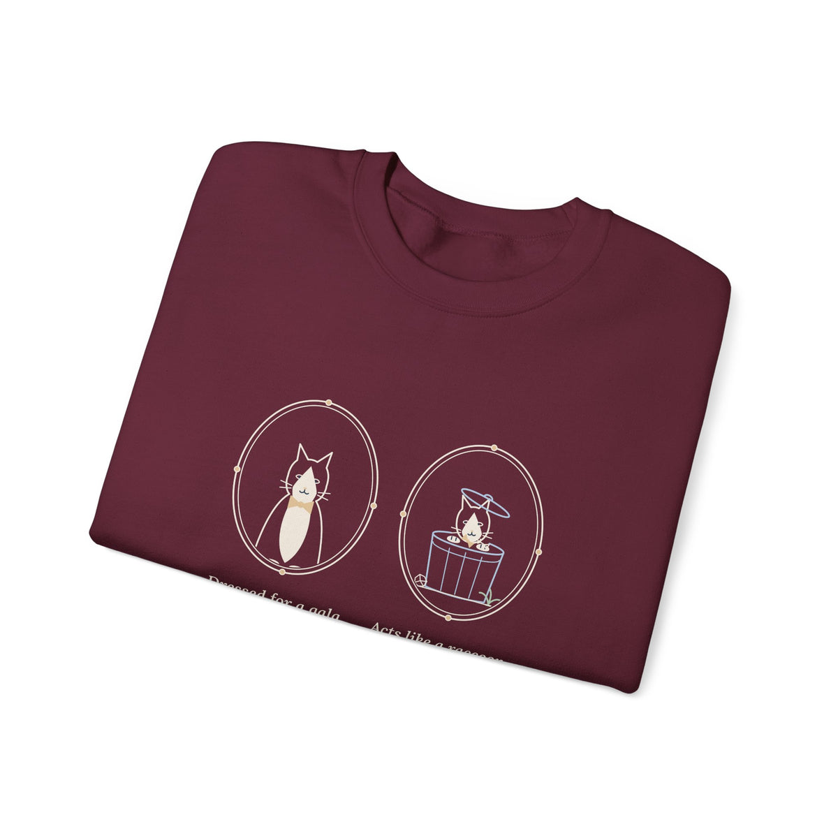 Tuxedo Cat Crewneck Sweatshirt - Dressed for a Gala. Acts Like a Raccoon.