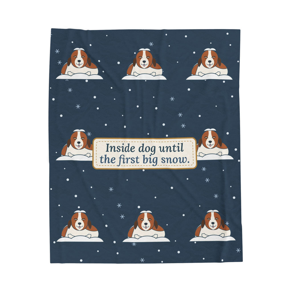 Saint Bernard Winter Blanket - Inside Dog Until the First Big Snow Velveteen Plush Throw