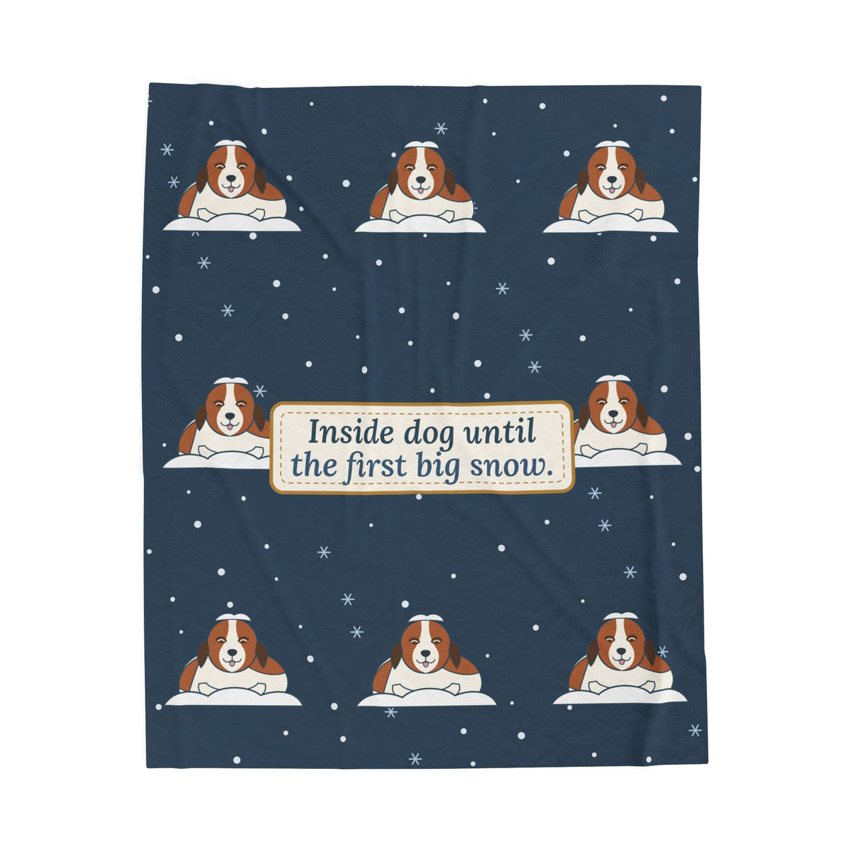 Saint Bernard Winter Blanket - Inside Dog Until the First Big Snow Velveteen Plush Throw