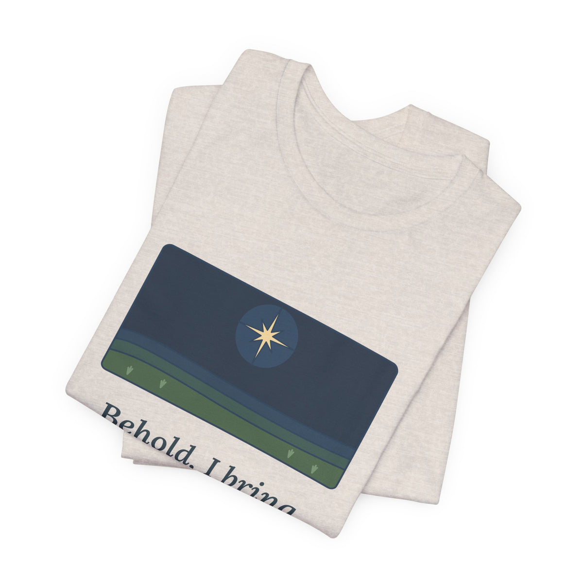 Luke 2:10 Quote T-Shirt, Good Tidings of Great Joy, Christmas Star over Field Tee