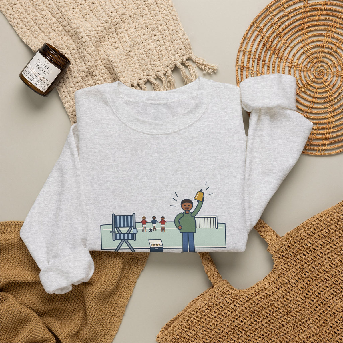 Folding Chair. Orange Slices. Loudest Voice on the Sideline. Sweatshirt, Soccer Quote Crewneck, Sideline Parent