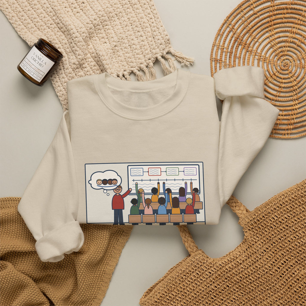 Eighth Grade Teacher Sweatshirt, Explained the Project for Twenty Minutes, First Question Was About Groups, Funny Project Day Crewneck