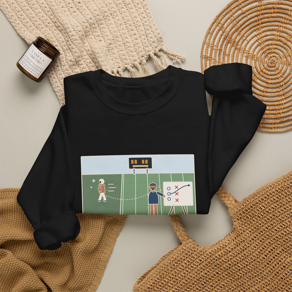 Football Coach Sweatshirt, Drew Up the Play, The Quarterback Ran It Backward and Scored, Funny Sideline Board Crewneck
