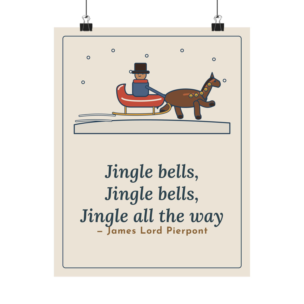 Pierpont Quote Poster, Sleigh Bells in the Snow, Christmas One-Horse Sleigh Wall Art