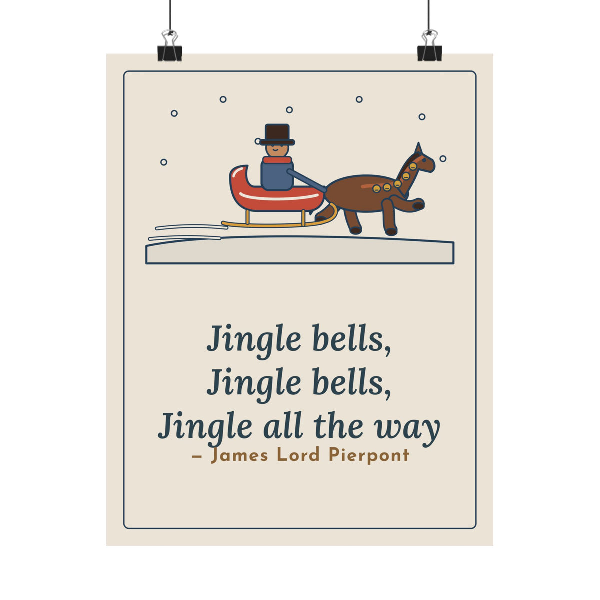 Pierpont Quote Poster, Sleigh Bells in the Snow, Christmas One-Horse Sleigh Wall Art