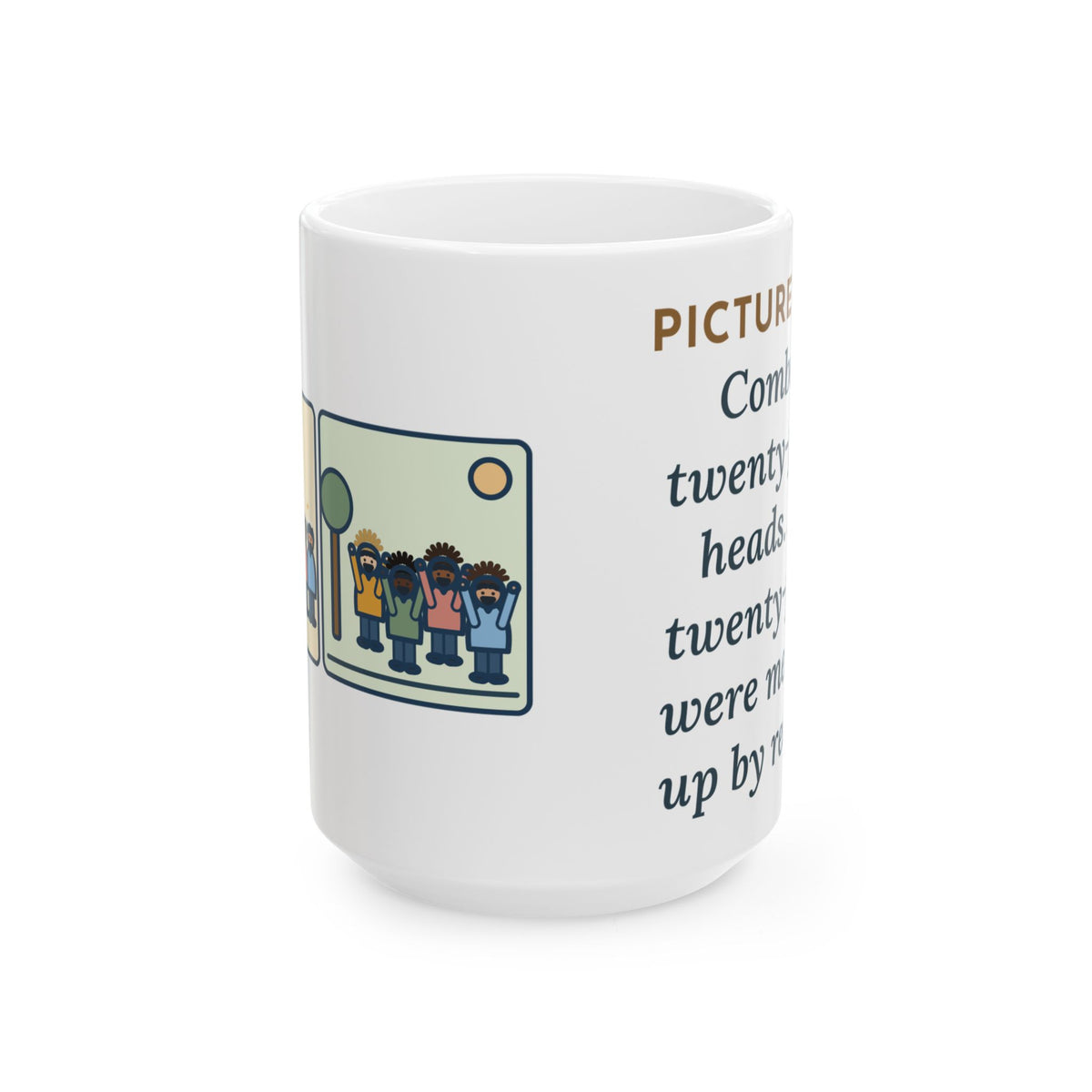 Combed Twenty-Four Heads, All Messed Up by Recess 15oz Mug, Large Funny Picture Day Coffee Mug