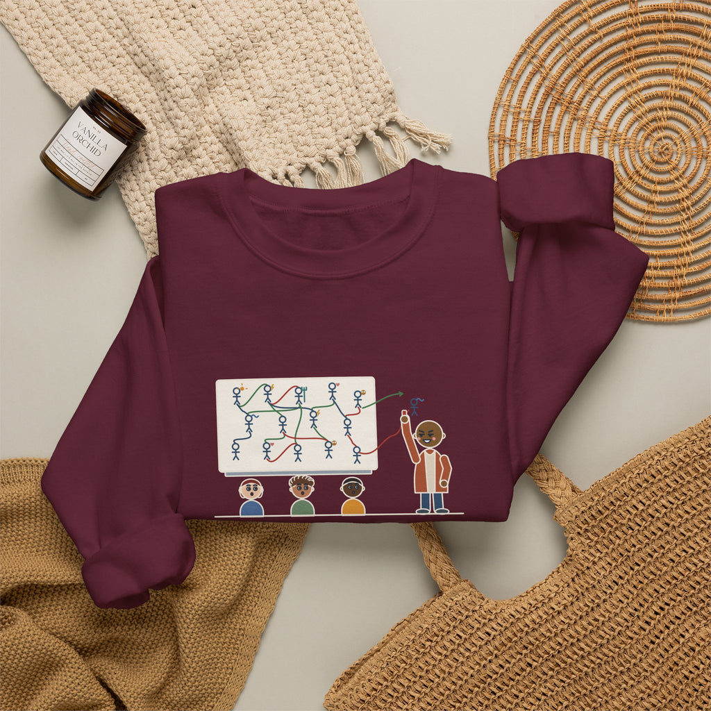 Mythology Teacher Crewneck Sweatshirt - Greek Gods Family Tree Ran Out of Whiteboard
