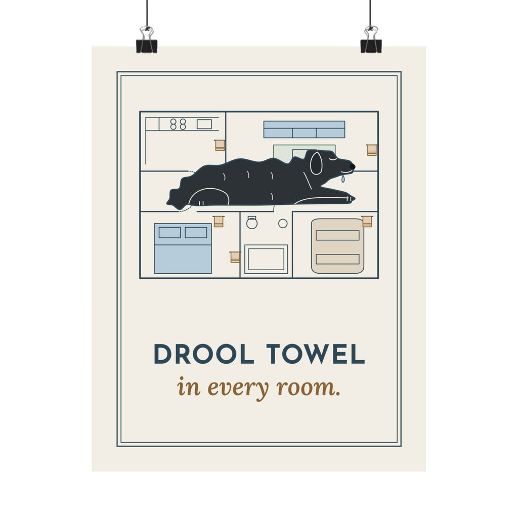 Newfoundland Dog Poster - Drool Towel in Every Room Blueprint Newfie Wall Art