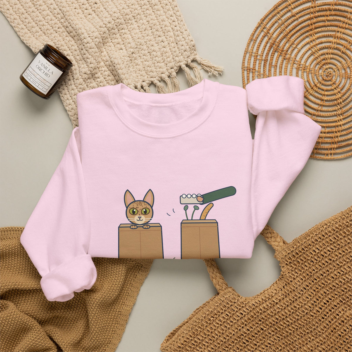 Singapura Cat Crewneck Sweatshirt - Inspects Every Grocery Bag Before It's Unpacked