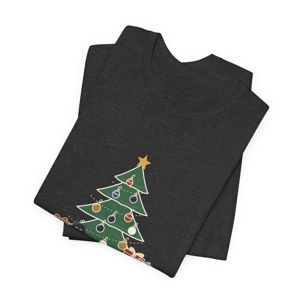 Black Cat Christmas T-Shirt - That Black Ornament on the Bottom Branch Is the Cat