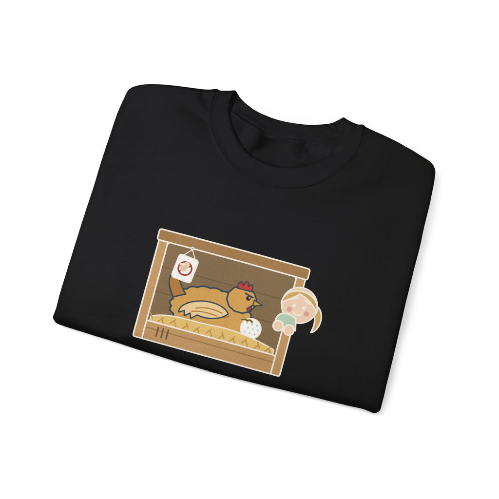 Backyard Chickens Crewneck Sweatshirt - She's Been Sitting on a Golf Ball for Three Days