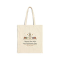 I Heard the Bells on Christmas Day Tote Bag, Christmas Longfellow Quote Tote with Village Bell Tower