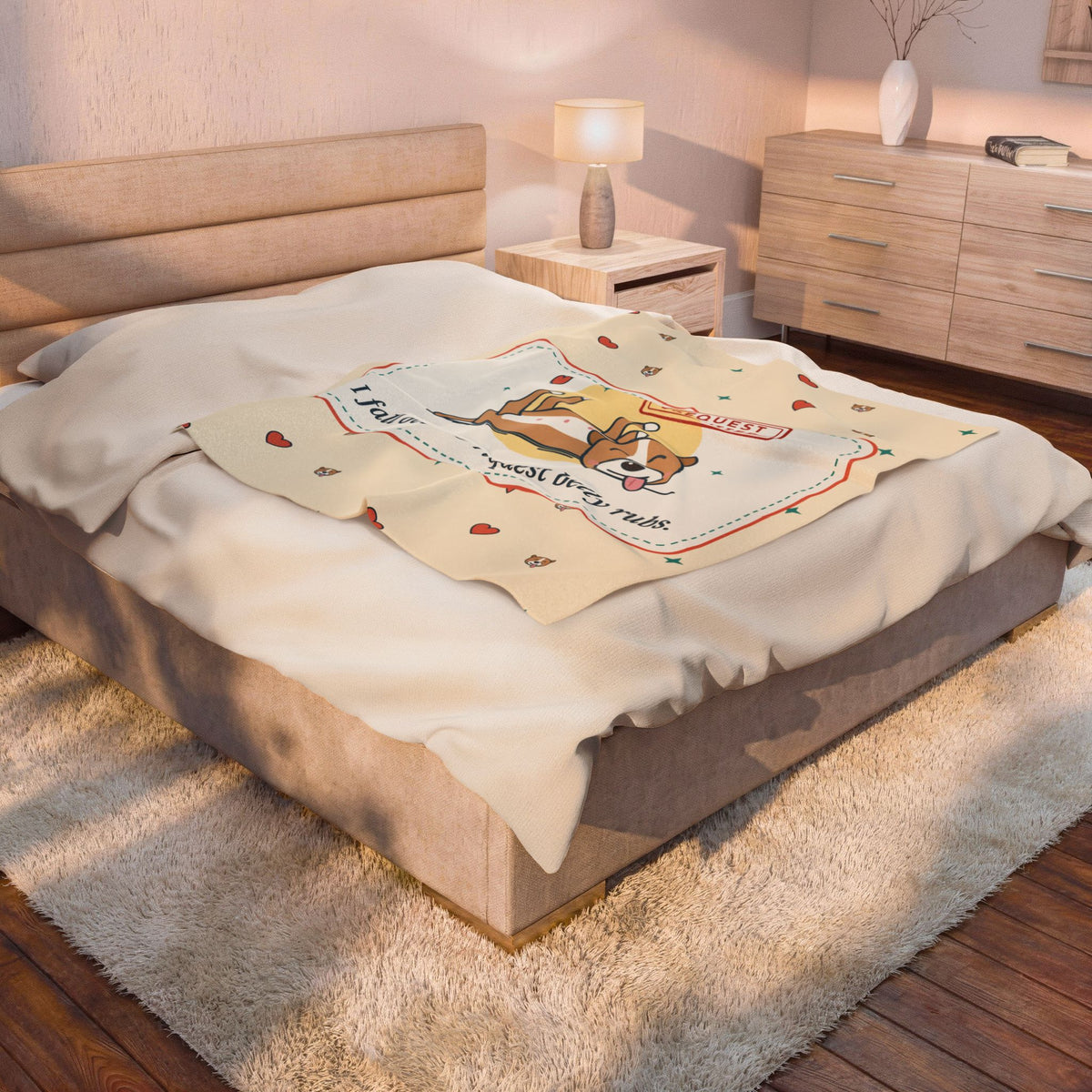 Pit Bull-Type Dog Blanket - I Fall Over to Request Belly Rubs Velveteen Plush Throw