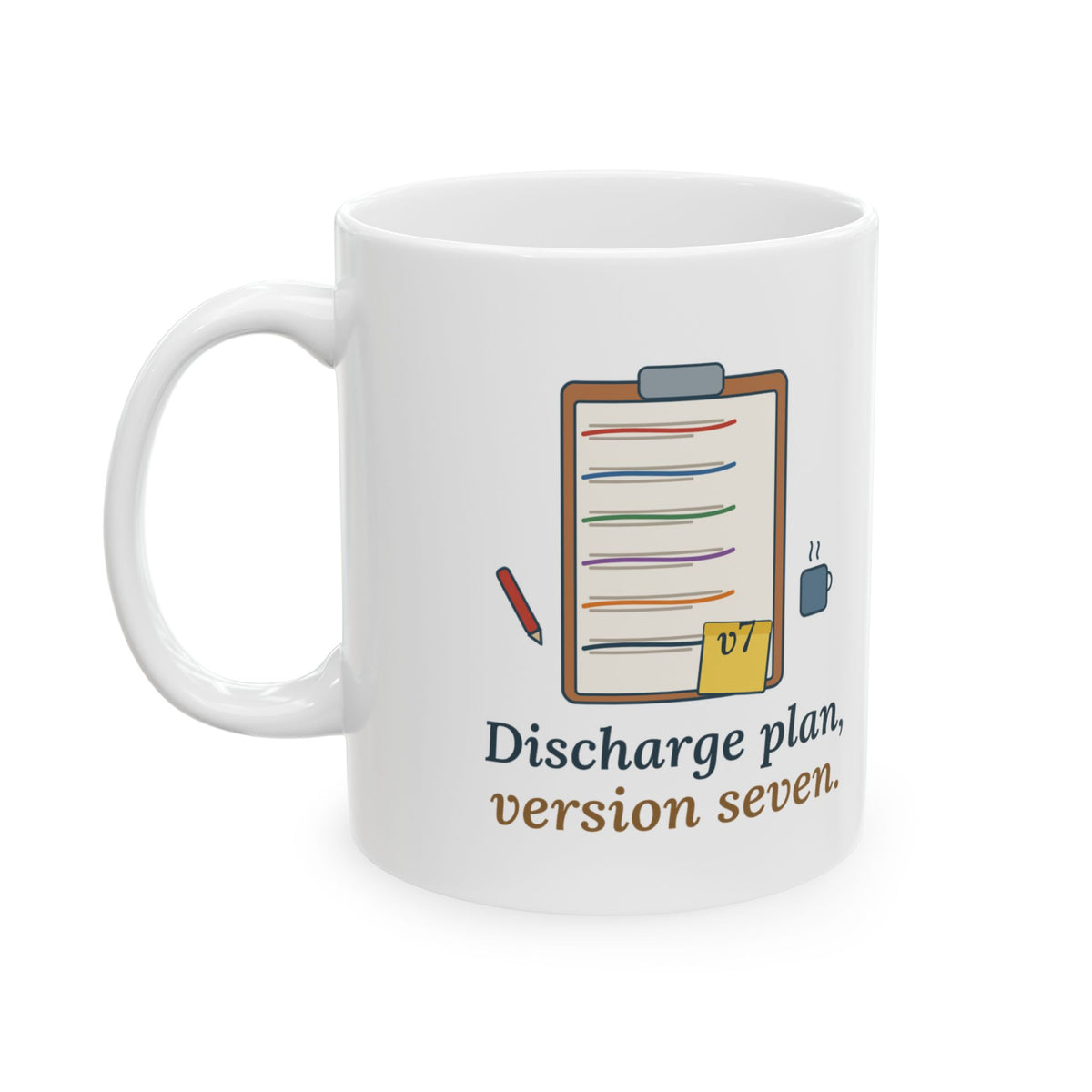 Case Management Nurse Mug 11oz - Discharge Plan, Version Seven, Funny Case Manager Coffee Mug