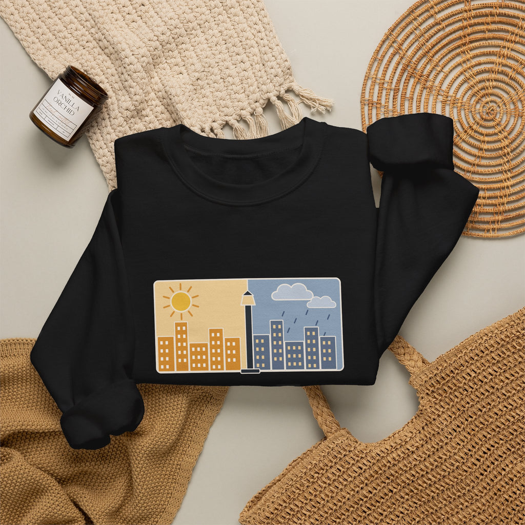 It Was the Best of Times, It Was the Worst of Times Sweatshirt, Literary Dickens Quote Crewneck with Split Skyline