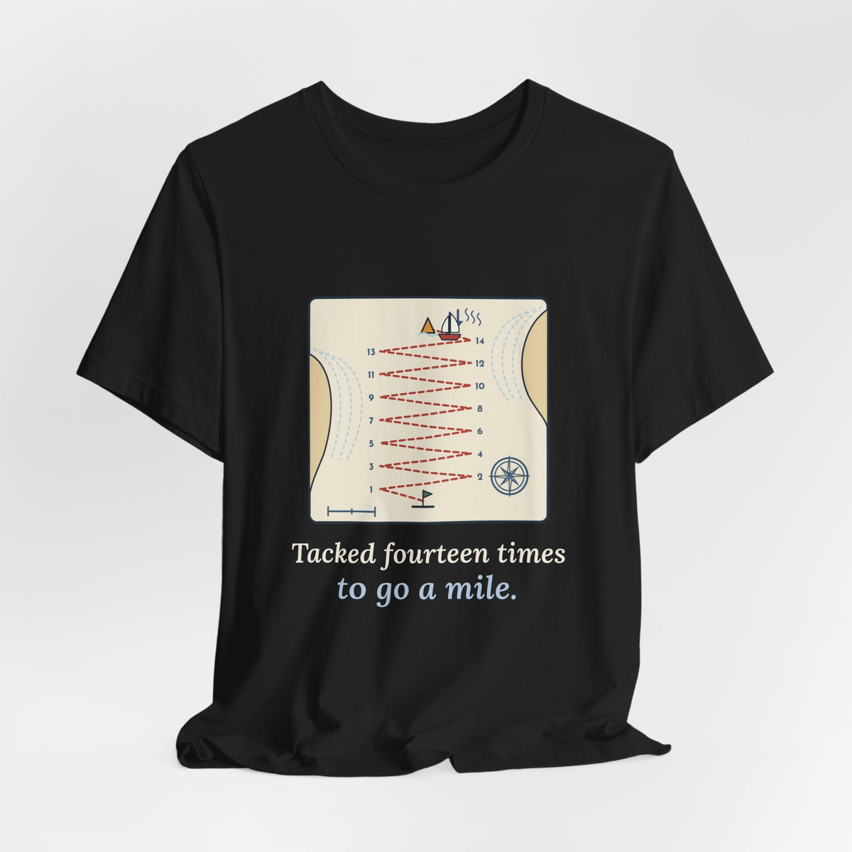 Sailing T-Shirt - Tacked Fourteen Times to Go a Mile Funny Sailor Tee