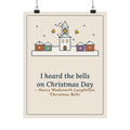 Longfellow Quote Poster, I Heard the Bells on Christmas Day, Christmas Village Bell Tower Wall Art