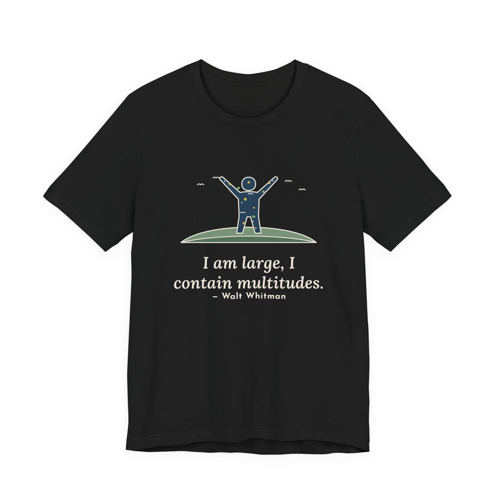 Walt Whitman Quote T-Shirt, I Am Large, I Contain Multitudes, Literary Starry Figure Tee