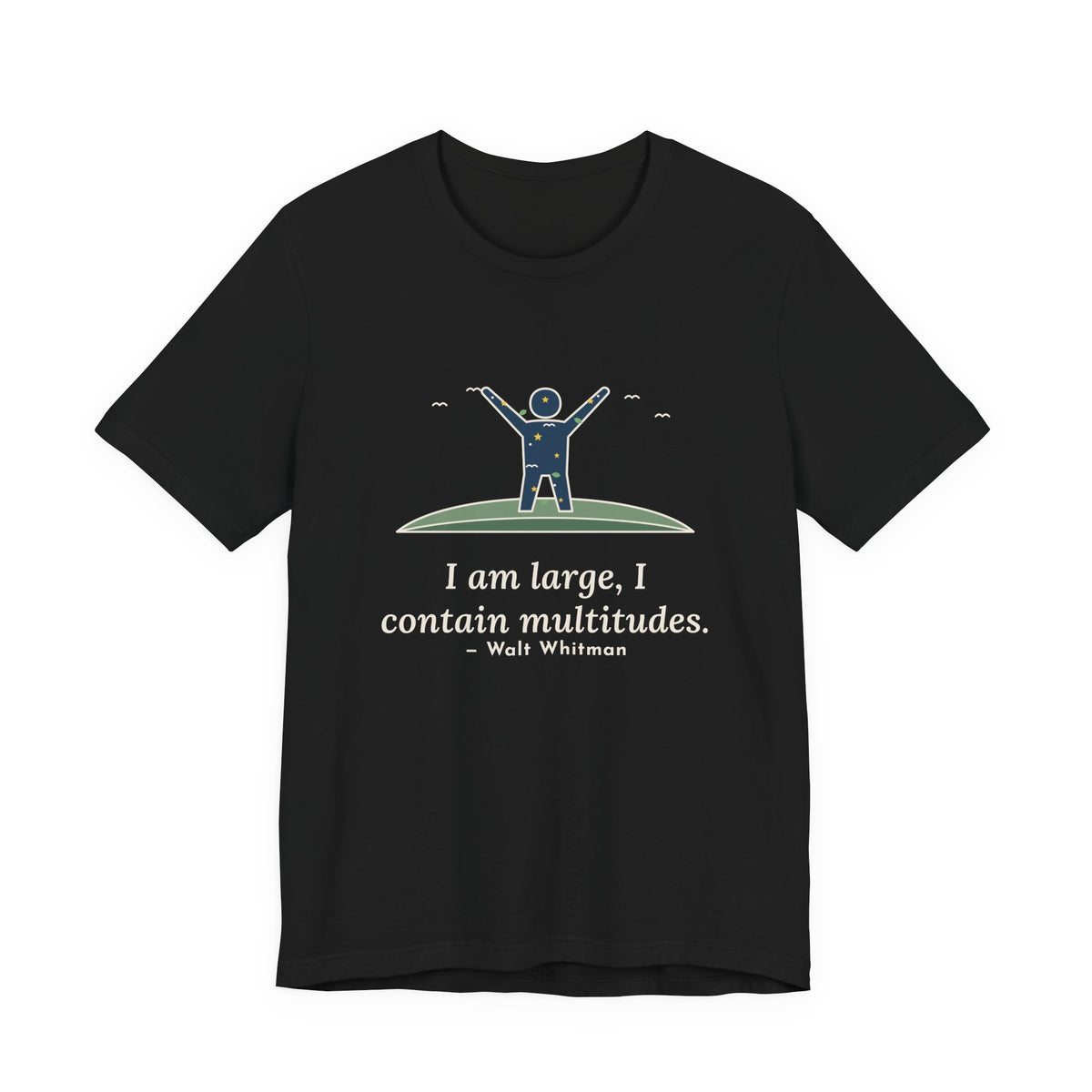 Walt Whitman Quote T-Shirt, I Am Large, I Contain Multitudes, Literary Starry Figure Tee