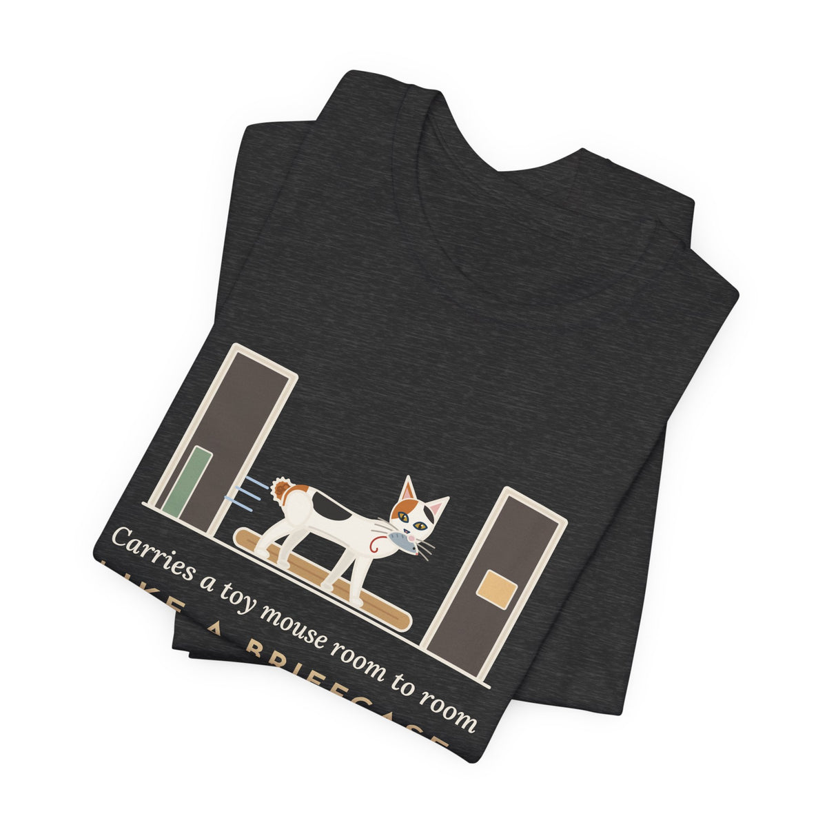 Japanese Bobtail Cat T-Shirt - Carries a Toy Mouse Room to Room Like a Briefcase