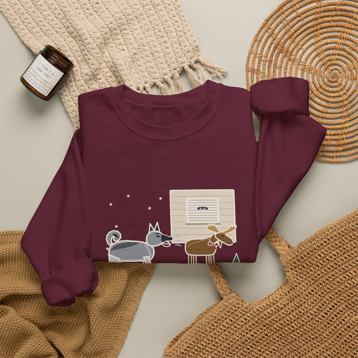 Norwegian Elkhound Crewneck Sweatshirt - Barked at the Plastic Lawn Moose for an Hour