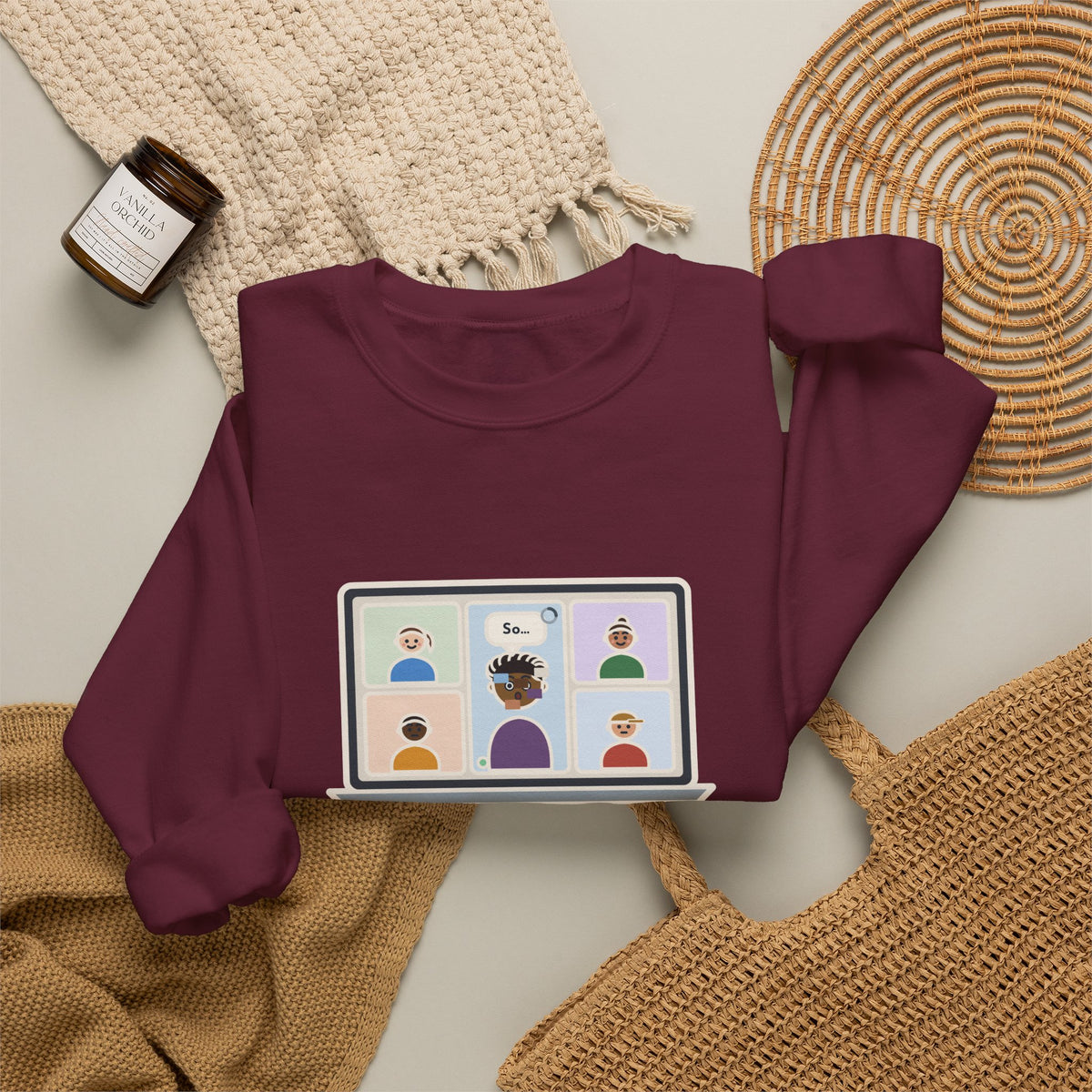 Video Call Sweatshirt, Unmuted for My Big Update, The Internet Froze on So, Funny Frozen Tile Crewneck