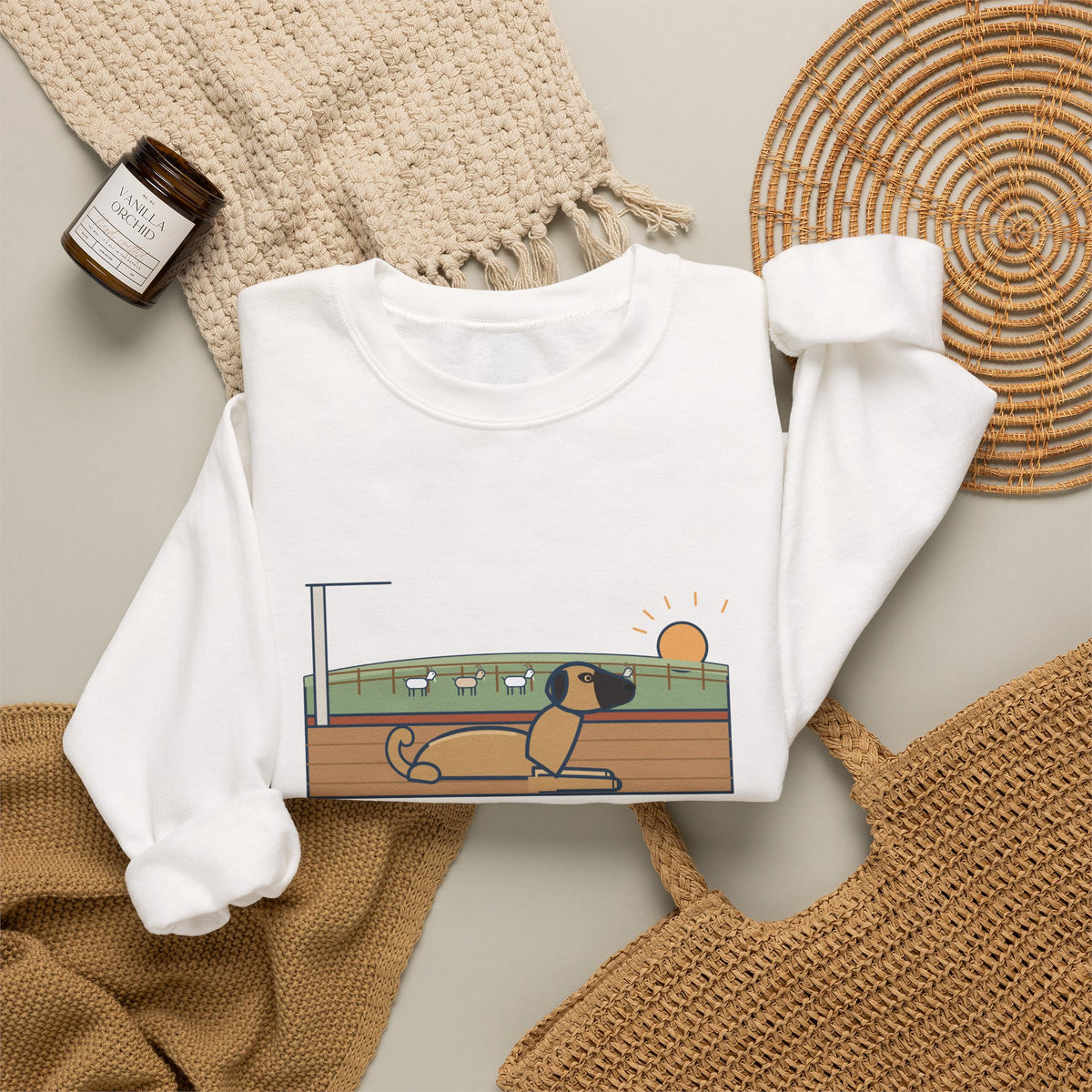 Anatolian Shepherd Crewneck Sweatshirt - Farm Dog Porch Watch Until Sunrise