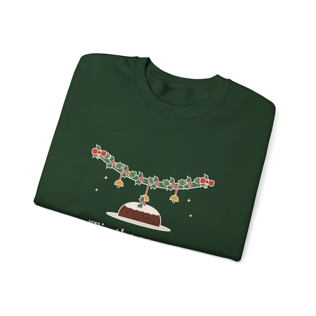 Tis the Season to Be Jolly Sweatshirt, Christmas Oliphant Quote Crewneck with Holly Swag