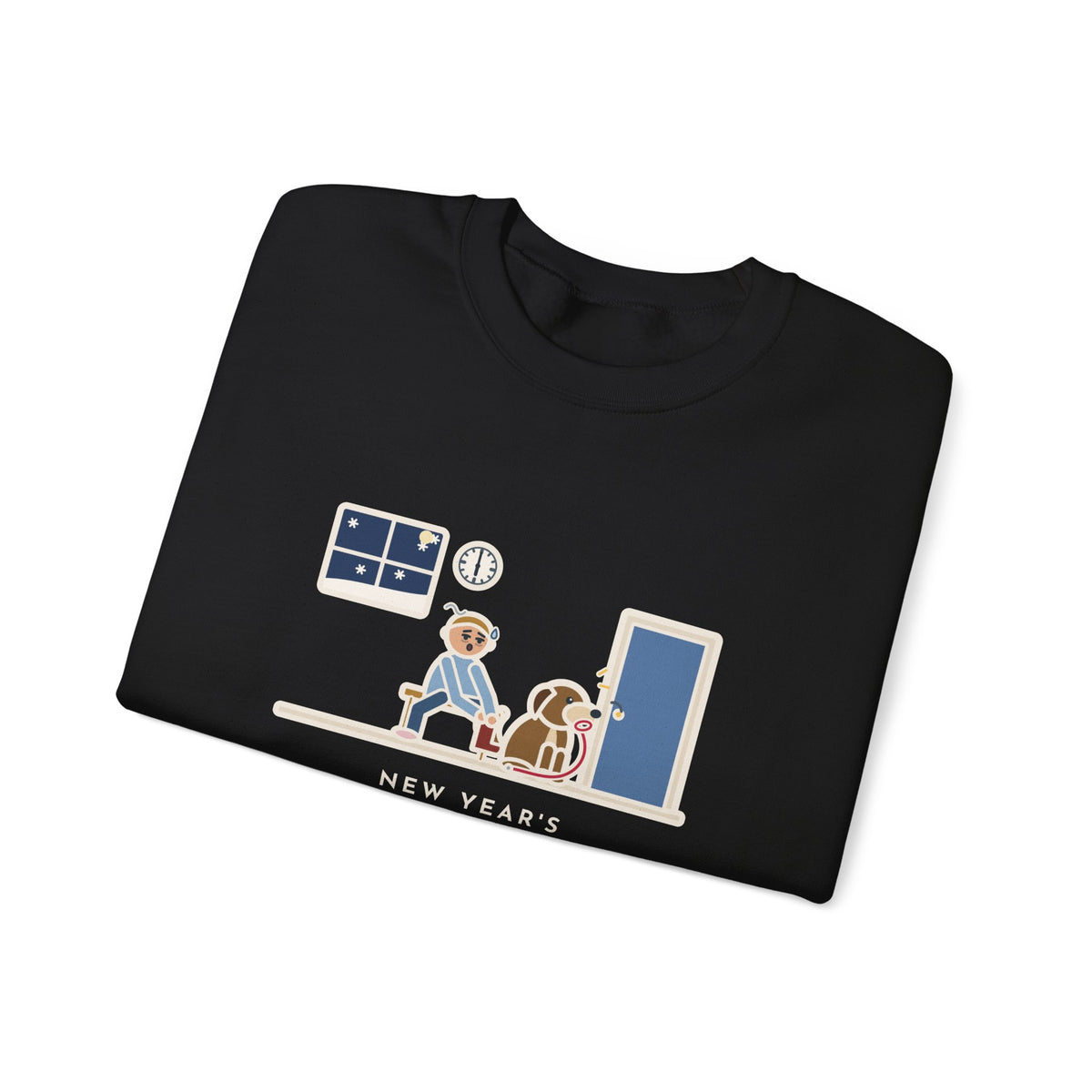 New Year's Resolution Sweatshirt, Walk Every Morning, The Dog Held Me to It at 6 a.m. in the Snow, Funny Front Door Crewneck