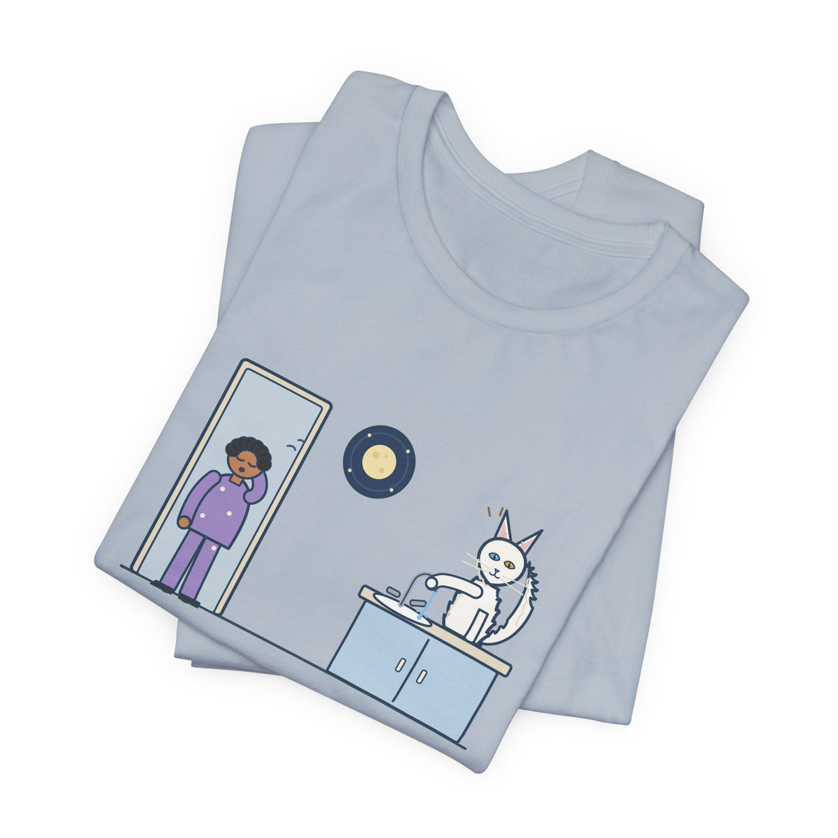 Turkish Angora Cat T-Shirt - Turned On the Bathroom Faucet by Himself at Two A.M. Funny Cat Tee