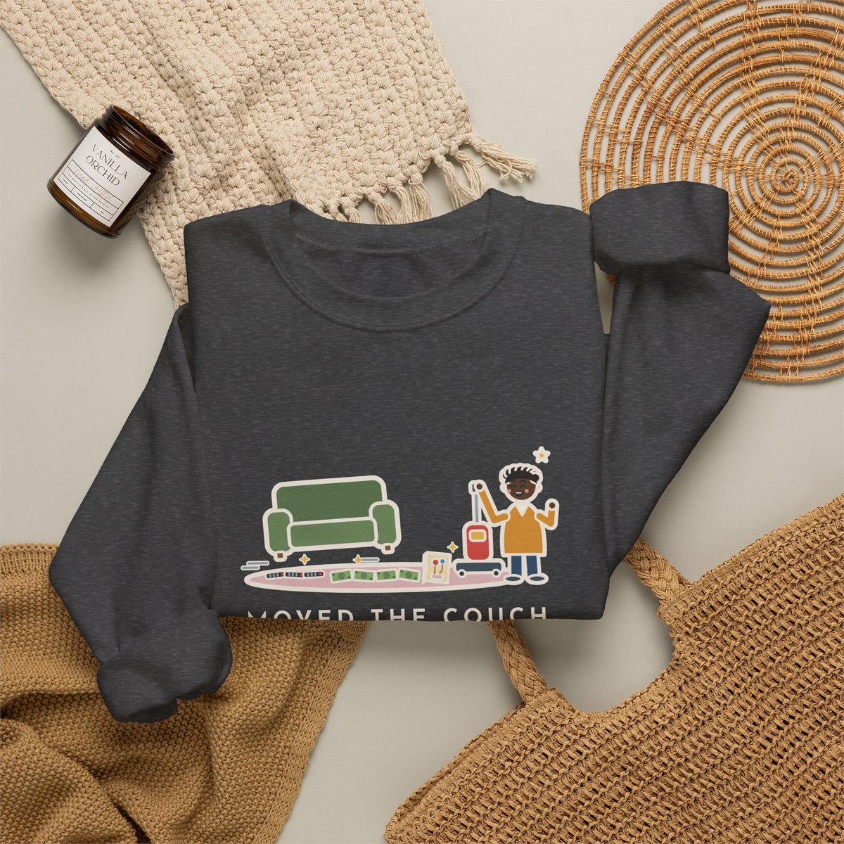 Cleaning Day Sweatshirt, Moved the Couch to Vacuum, Found Three Remotes and Last Year's Birthday Card, Funny Under the Couch Crewneck