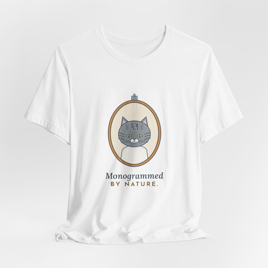 Gray Tabby Cat T-Shirt - Forehead M Initial, Nature's Own Letter Tabby Cat Lover Tee