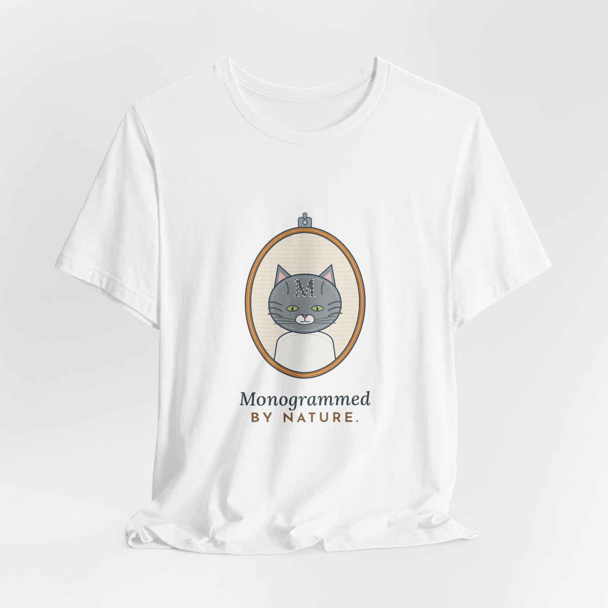 Gray Tabby Cat T-Shirt - Forehead M Initial, Nature's Own Letter Tabby Cat Lover Tee